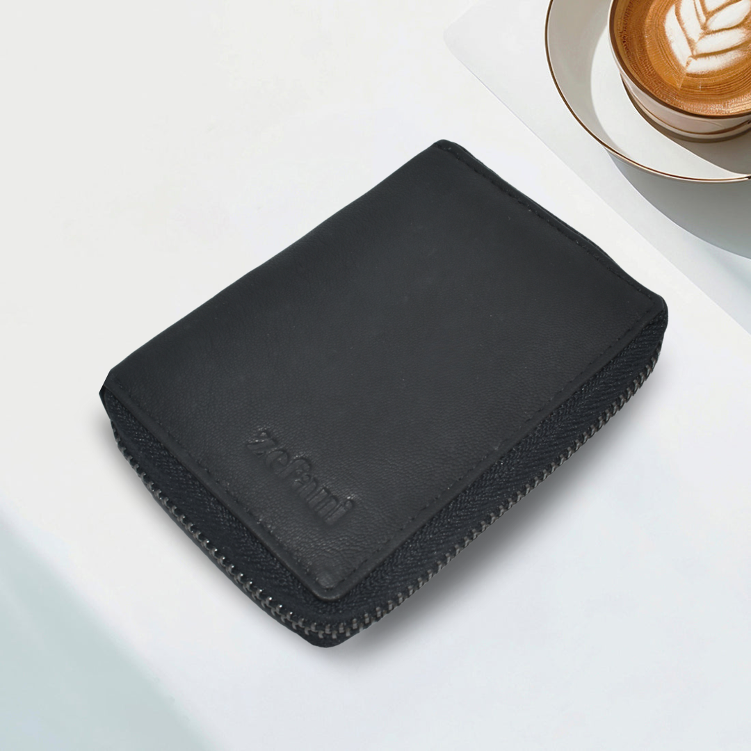 Round Zip Leather Wallet