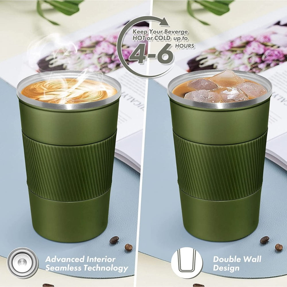 Travel Coffee Mug with Grip double walled for hot and cold drinks