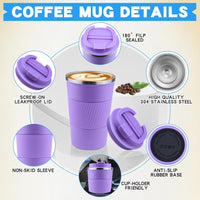 Travel Coffee Mug with Grip double walled for hot and cold drinks