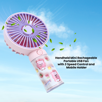 Handheld Mini Rechargeable Portable USB Fan with 3 Speed Control and Mobile Holder