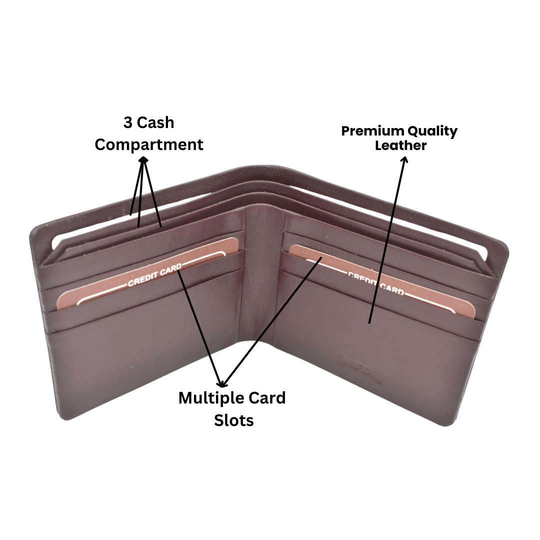 Zefani Non Stitched Genuine Bi Fold Leather Wallet  For Men